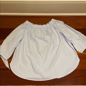 blue and white striped top/blouse